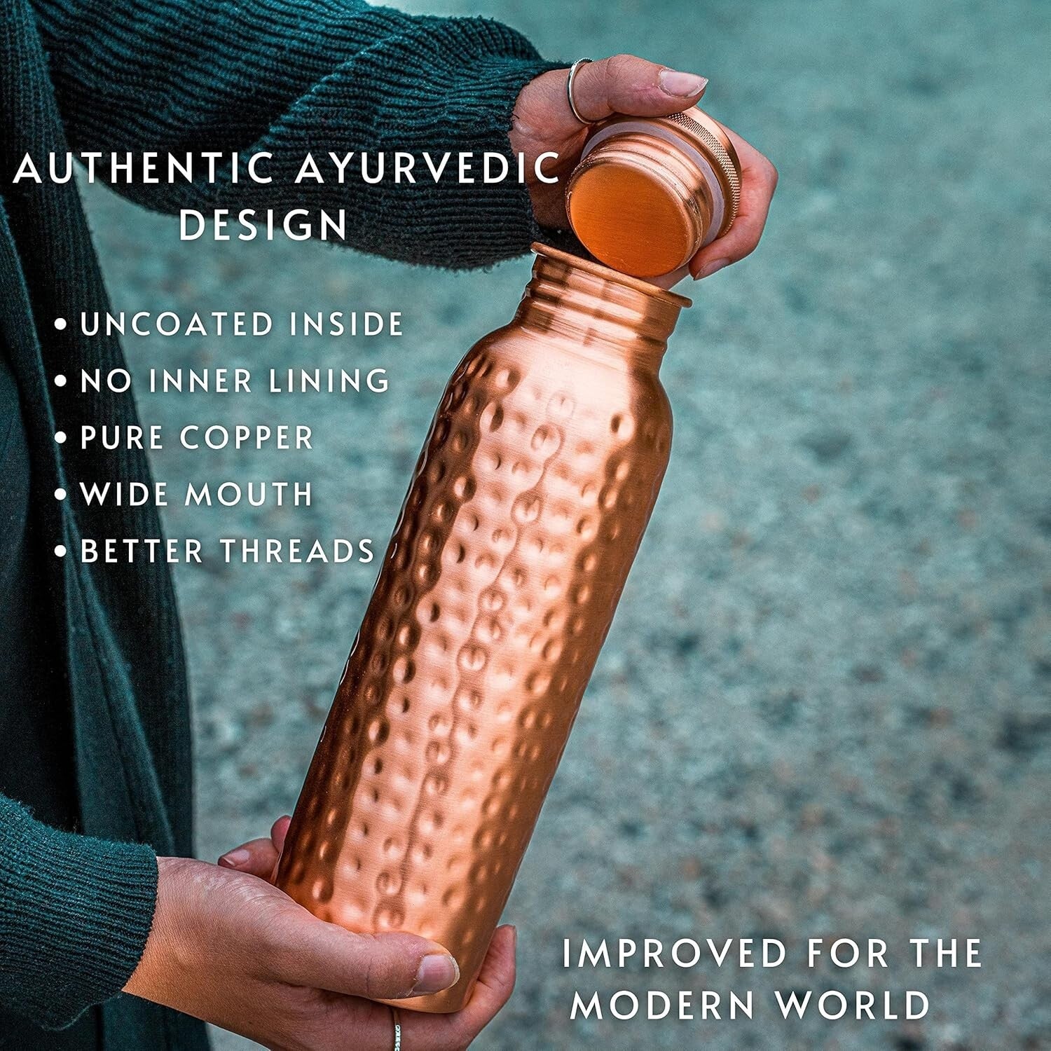 Elegant Ayurvedic Copper Water Vessel - 34 Oz Extra Large Hydration Solution