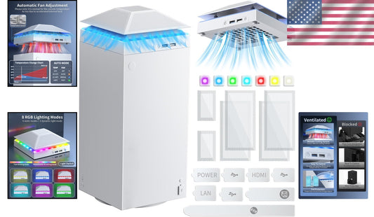 Auto Cooling Fan with Colorful Light Strip for Xbox Series X - Dust Proof Design