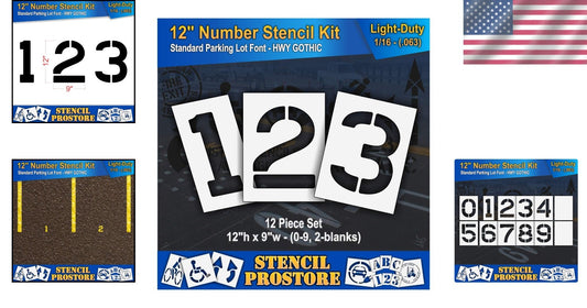 Flexible 12" Number Stencils - 1/16" Thickness Light-Duty Kit for Easy Painting