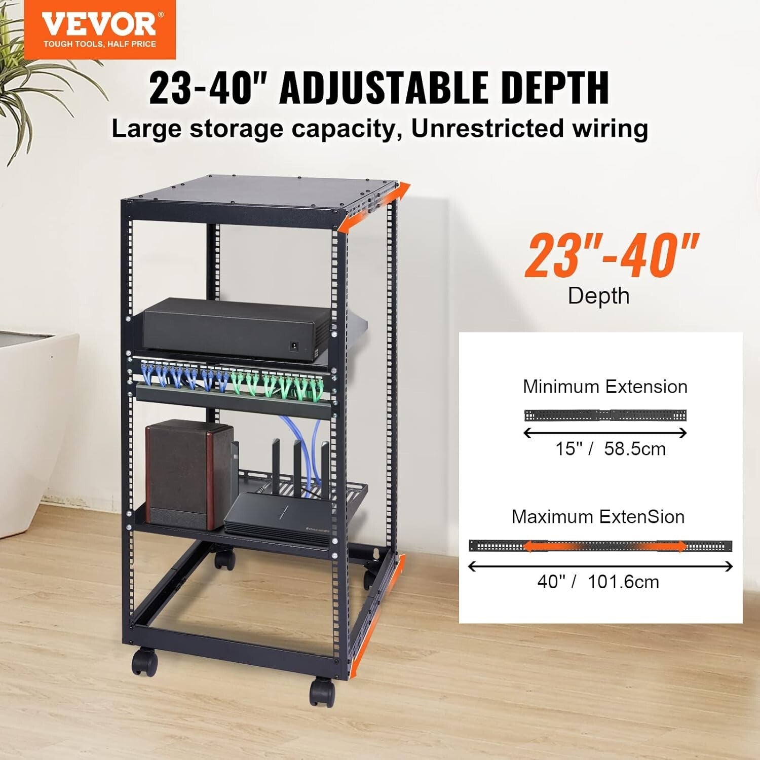 All-in-One 20U Server Rack - Strong Load Capacity, Complete Accessories Included