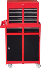Load image into Gallery viewer, Compact 6-Drawer Tool Chest &amp; Cabinet with Rolling Casters - Red &amp; Black