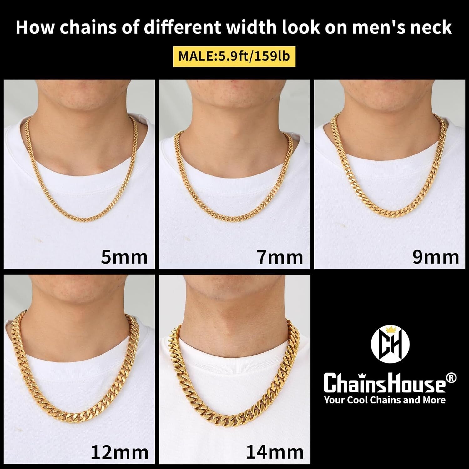Durable Stainless Steel Cuban Link Chain Necklace - 18K Gold Plated Options