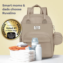 Load image into Gallery viewer, Stylish Waterproof Diaper Bag Backpack with Insulated Bottle Holders, Clay