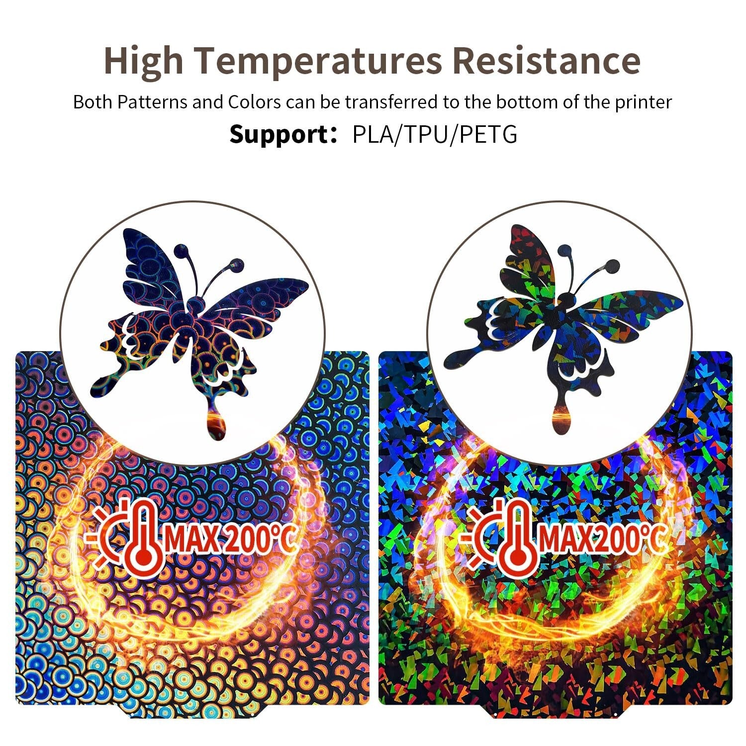 Upgraded 3D Printer 410x410mm PEI Sheet with Double-Sided Kaleidoscope Design