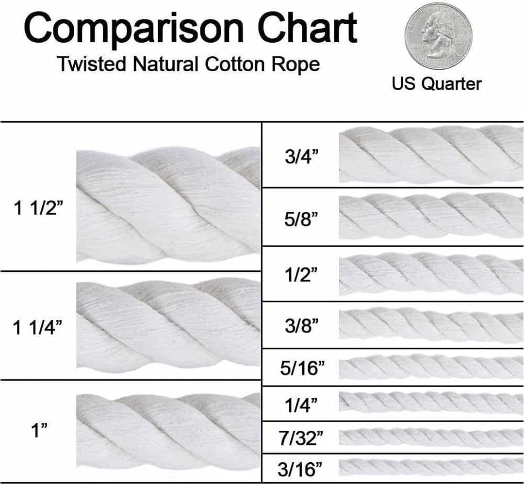 Twisted 1" x 50ft Cotton Rope - Ideal for Macrame, Crafting, and Agriculture
