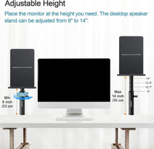 Load image into Gallery viewer, Compact Metal Speaker Stands with Adjustable Height - Studio Monitor Set of 2