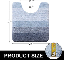 Load image into Gallery viewer, Fluffy High Pile Blue Bathroom Rug Set, Quick Dry &amp; Machine Washable - 3 Pieces