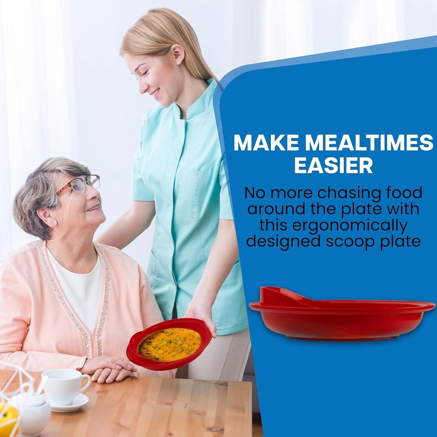 Durable Non-Slip Scoop Plates - 9-inch Set of 6 for Adults with Disabilities