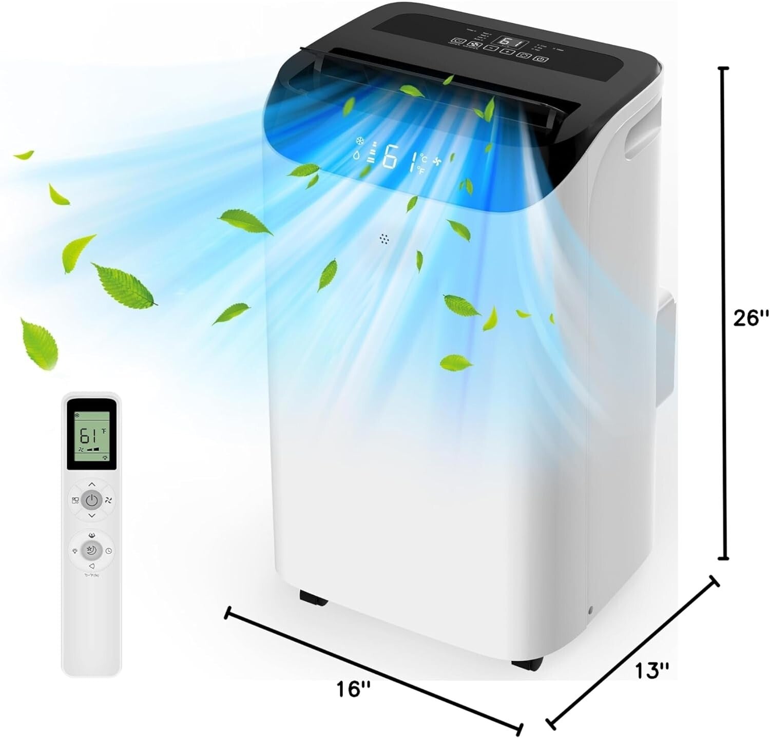 14000 BTU 3-in-1 Portable AC with Remote for 700 sq.ft - Cooling & Dehumidifying