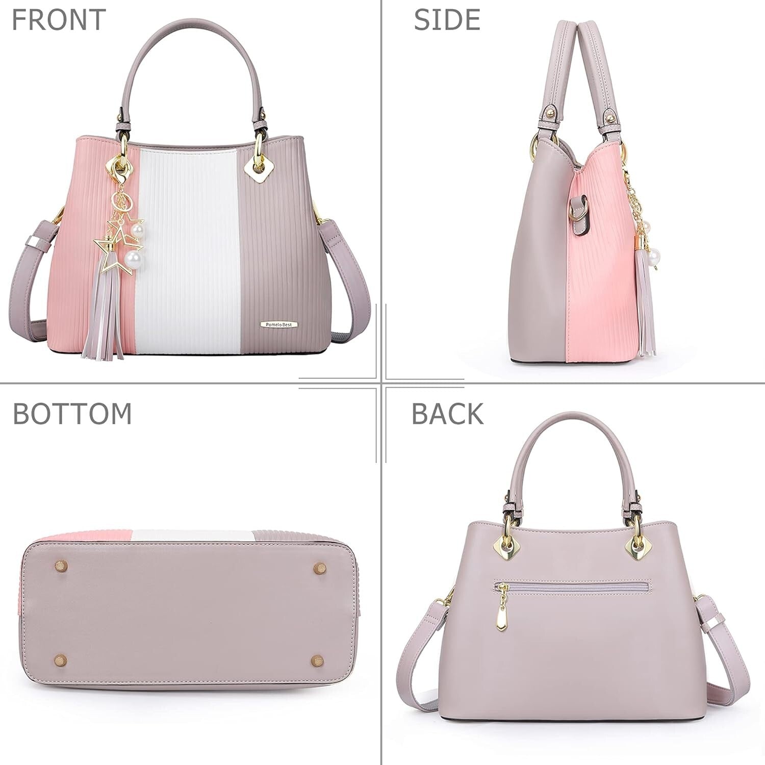 Versatile Women's Designer Satchel Bag with Detachable Strap & 8 Pockets