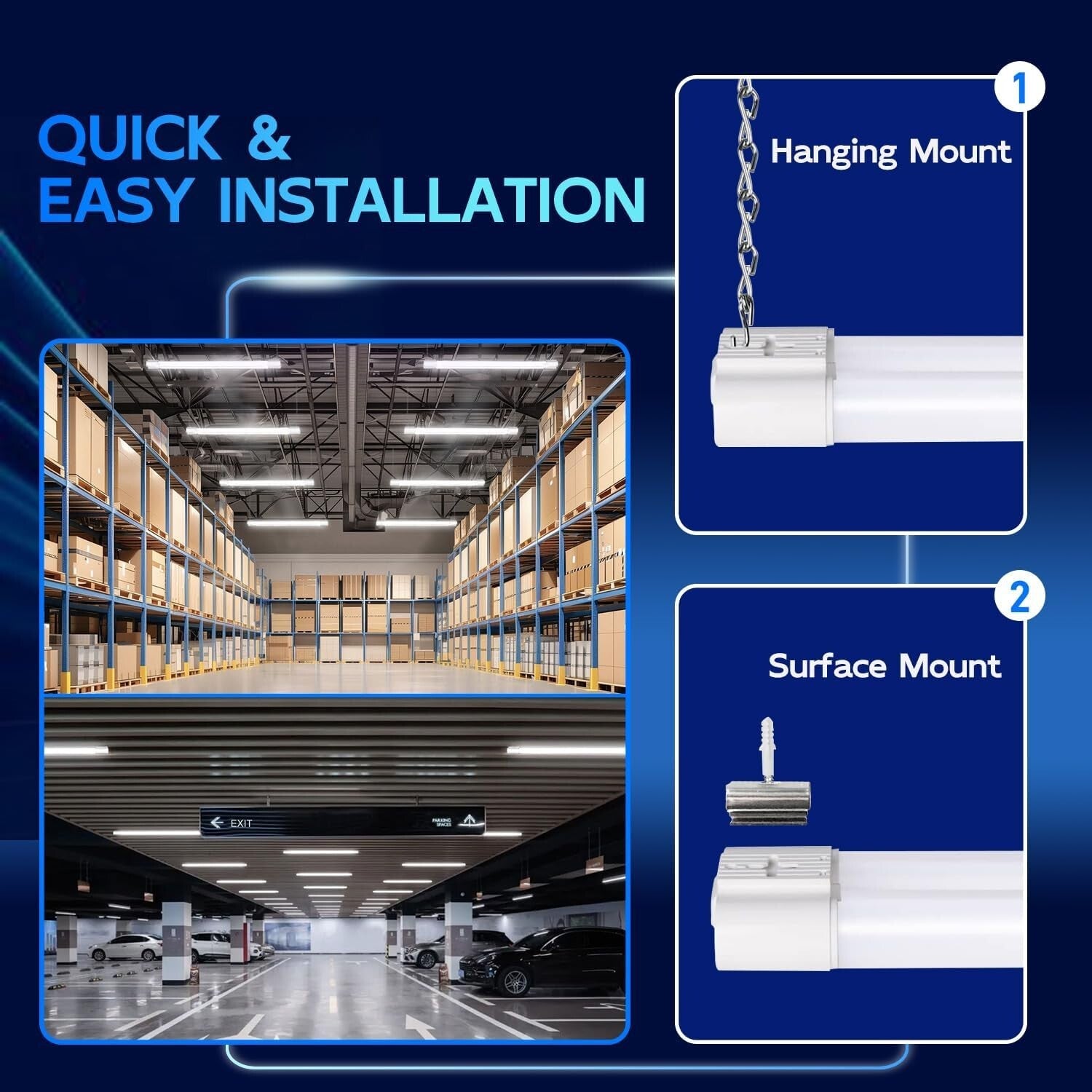 Energy Efficient 4FT Linkable LED Lights - 42W, ETL Certified Utility Solution