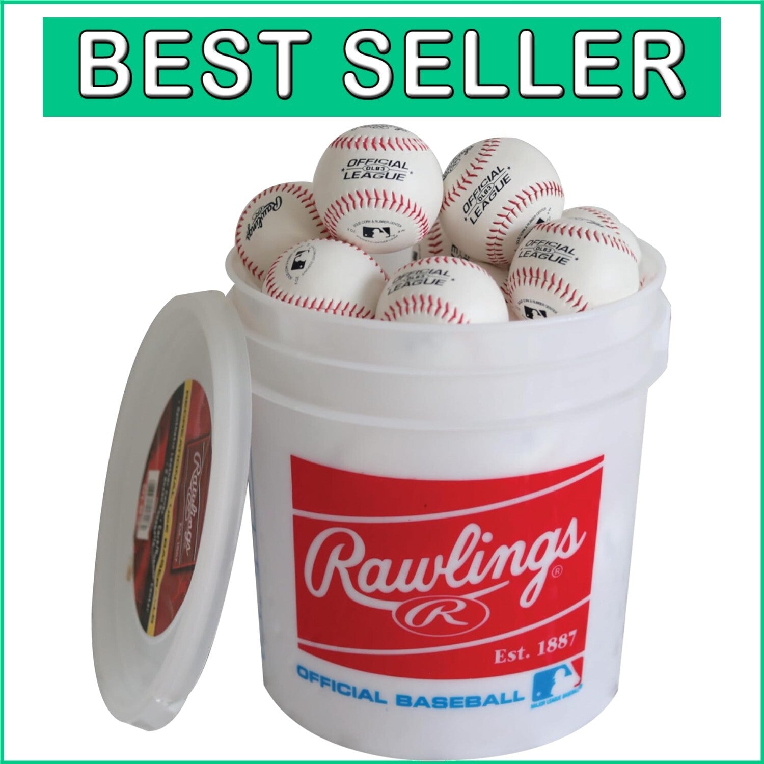 Youth Baseballs in Bucket - 24 Synthetic Leather Balls for Easy Transport