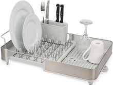 Load image into Gallery viewer, Adjustable Dish Drying Rack with Swivel Draining Spout and Cutlery Organizer