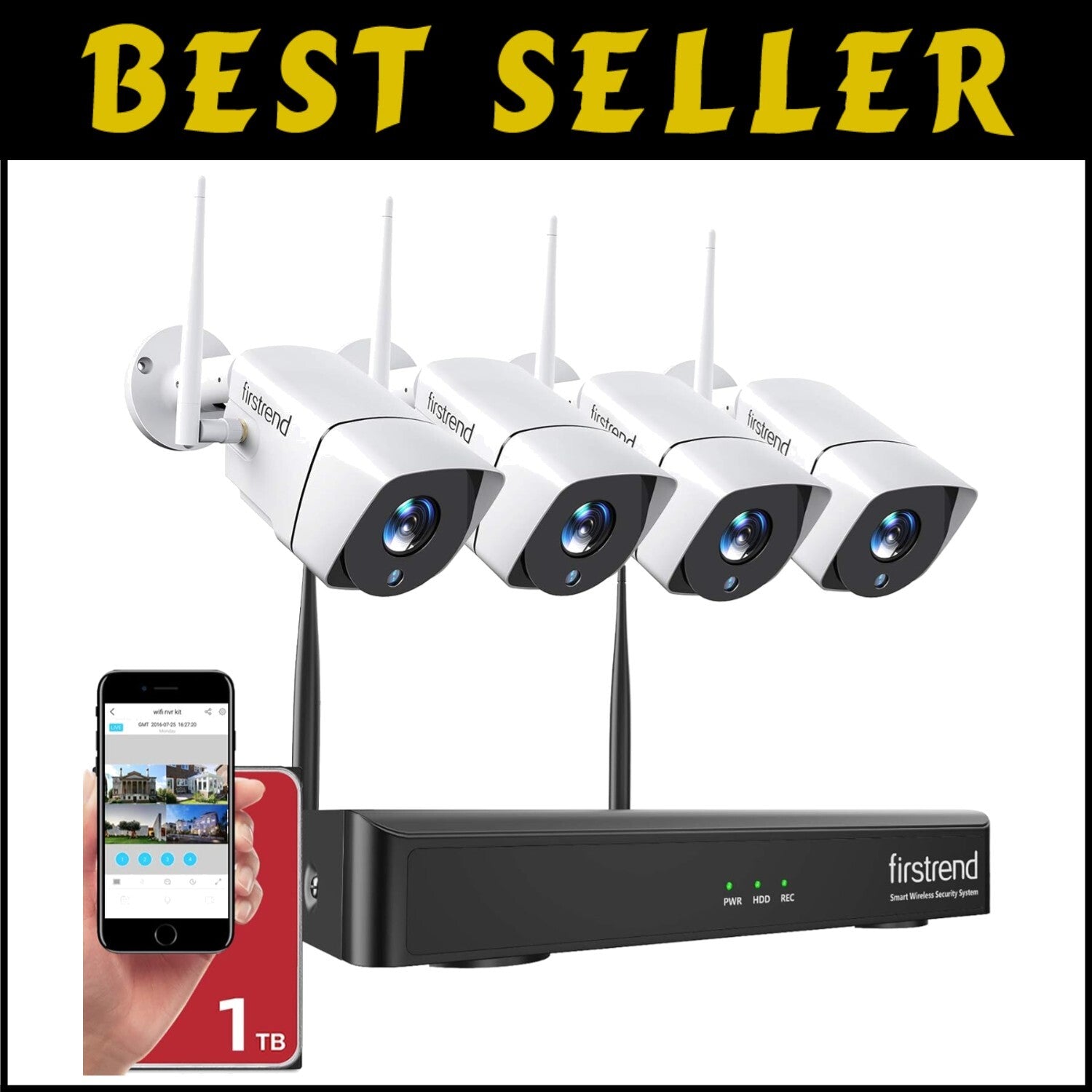 All-Inclusive Wireless Home Security System with 4 Cameras & Motion Detection