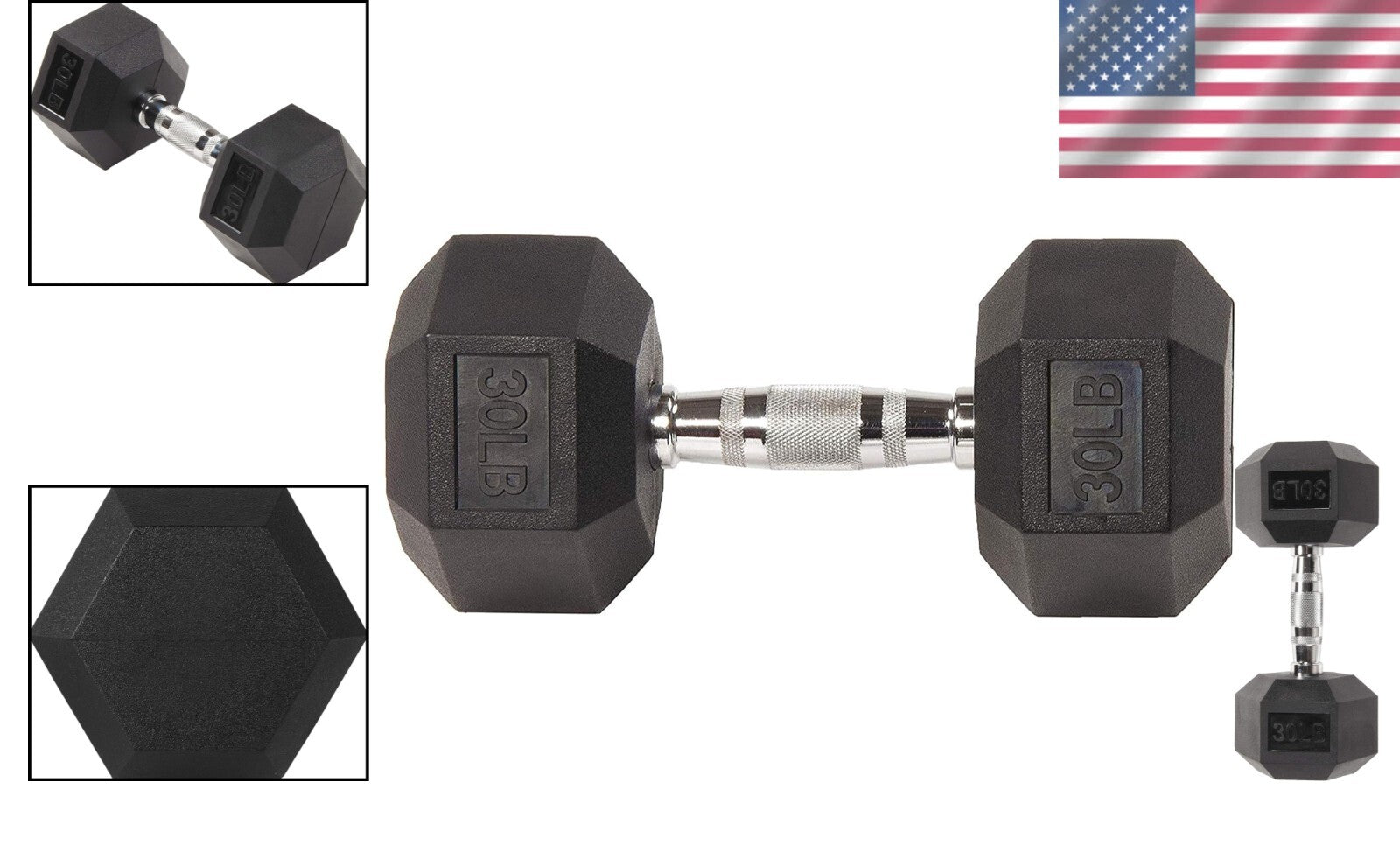 Reliable 30lb Hand Weights - Rubber Encased Dumbbells for Full Body Workouts