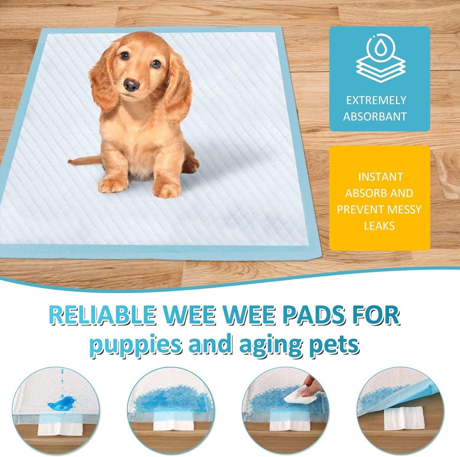 Leak-Proof 36"x36" Pet Training Pads - Super Absorbent for All Pets, 150ct
