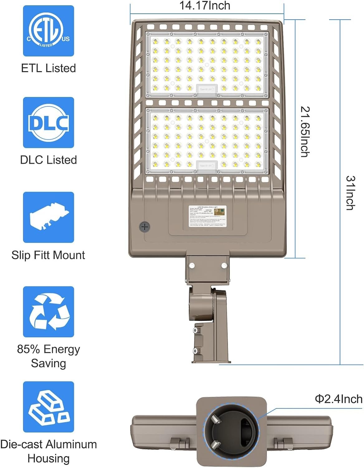 Adjustable 400W LED Parking Lot Light - 50,000+ Hour Lifespan, Easy Installation