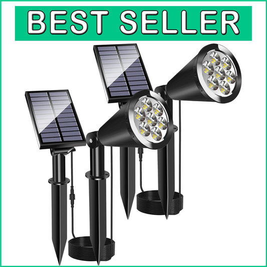 2-Pack Waterproof Solar Spot Lights with Adjustable Panels for Outdoor Elegance