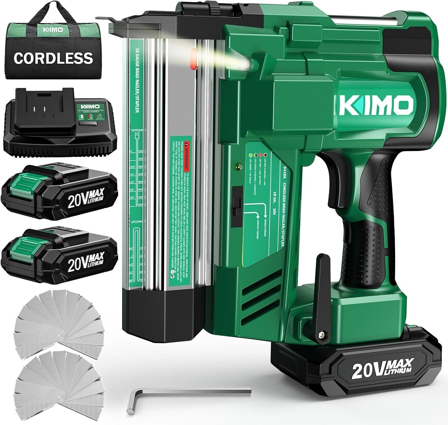 Versatile KIMO 18 Gauge Nail Gun - Adjustable Depth & 180 Nails/min Performance