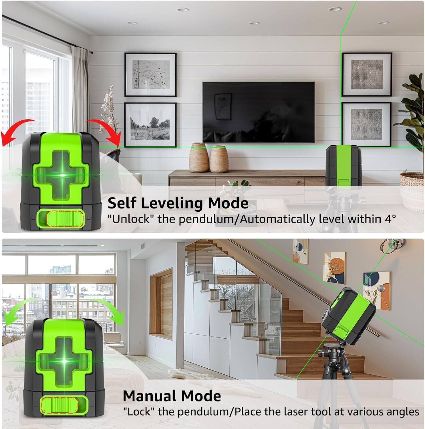 Durable Battery-Powered Green Laser Level - Ideal for Decoration & Construction