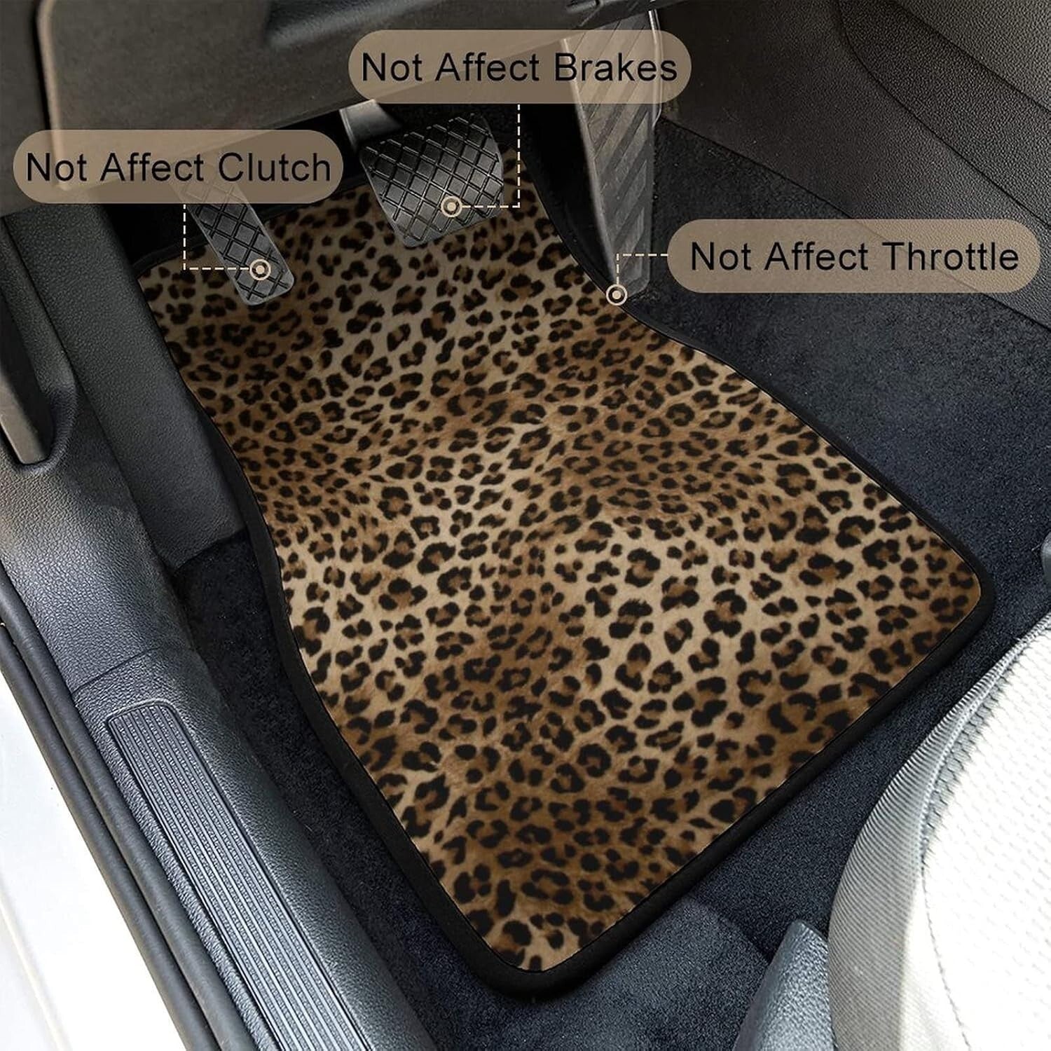 Stylish Leopard Print Car Floor Mats Set of 4 - Universal Fit for All Vehicles