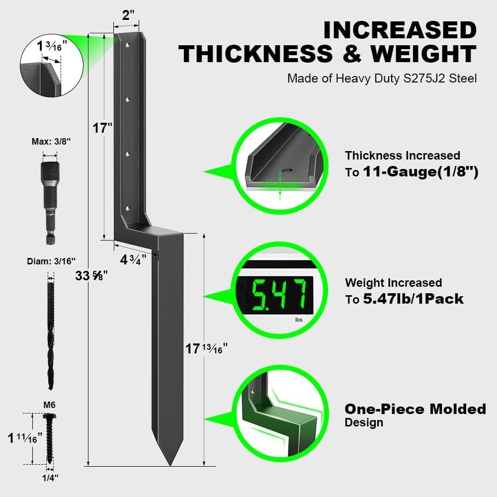 Sturdy Fence Post Repair Kit - H-Stakes Anchors 2-Pack for Maximum Stability