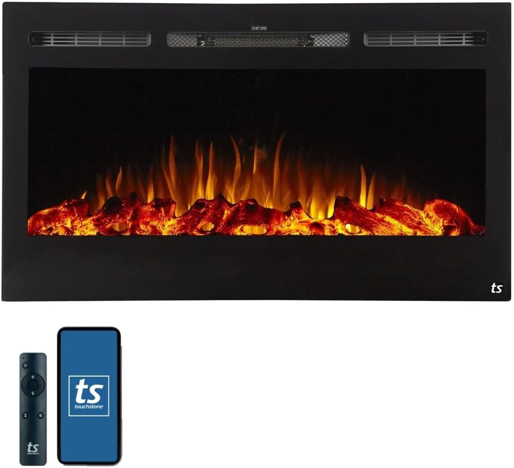 Smart Electric Fireplace 36" – Chic Wall Recessed with Alexa & 30 Flame Options