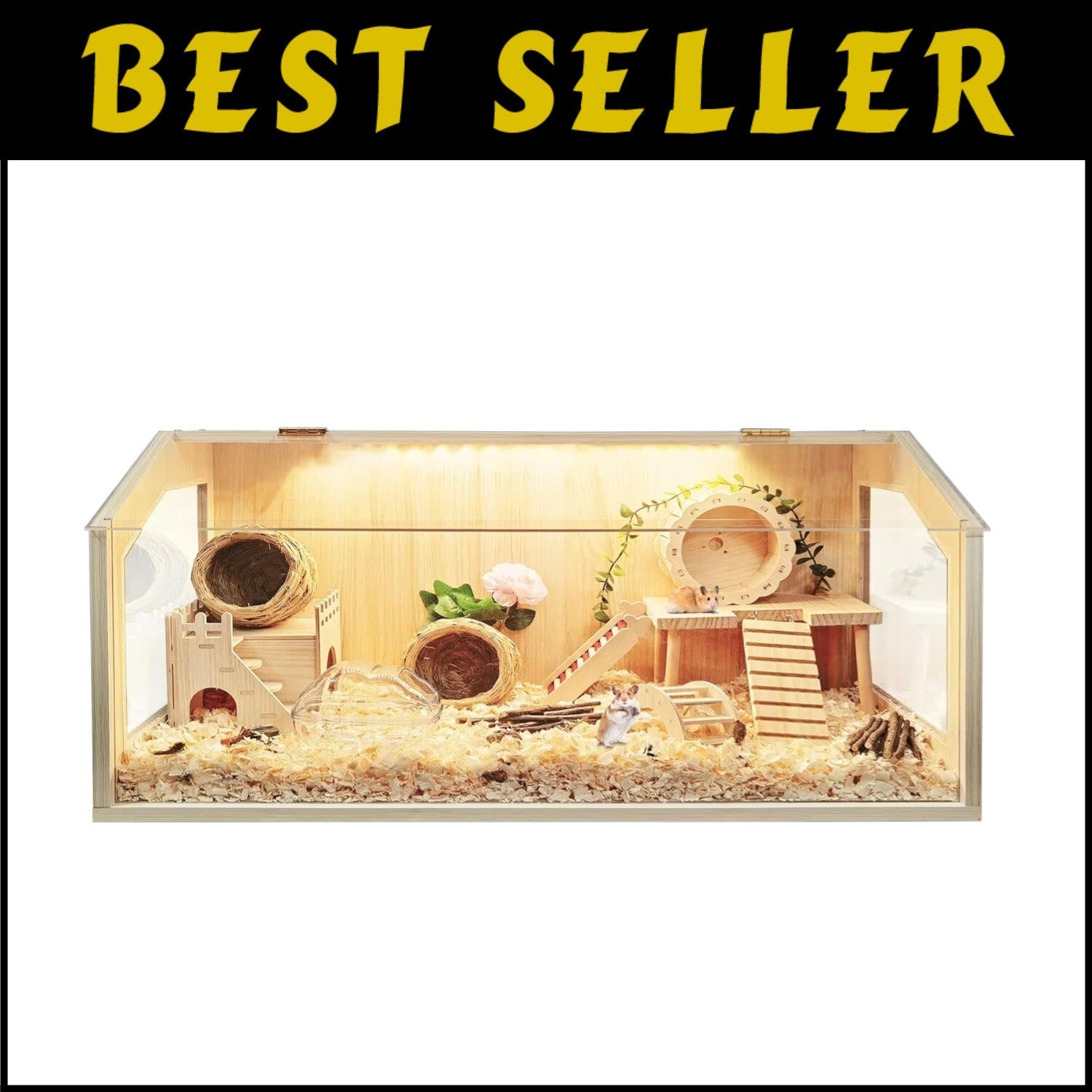 Premium Durable Wood Cage for Hamsters & Small Pets - Ventilated & Easy Clean