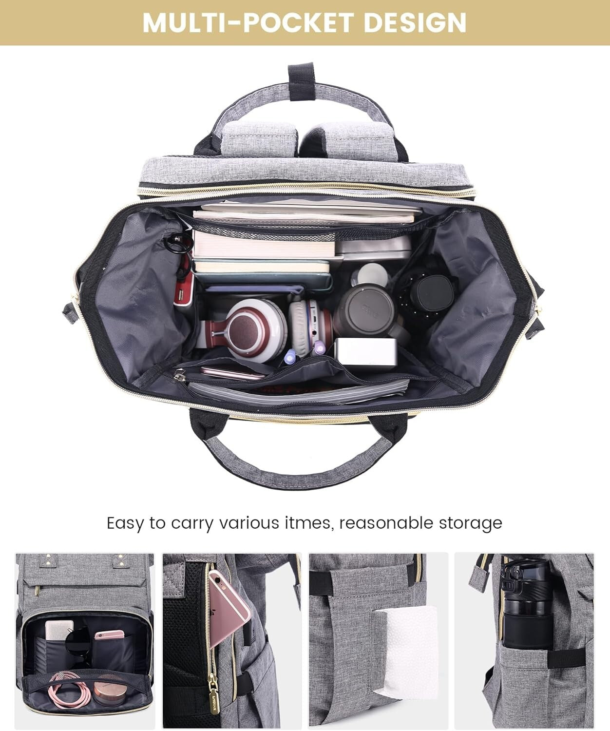 Elegant Water-Resistant Travel Backpack for Women - Laptop Compartment & Charger