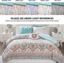 Load image into Gallery viewer, Vibrant Aqua Boho Comforter Set with Complete Sheet Set - 8 Pieces, Queen Size
