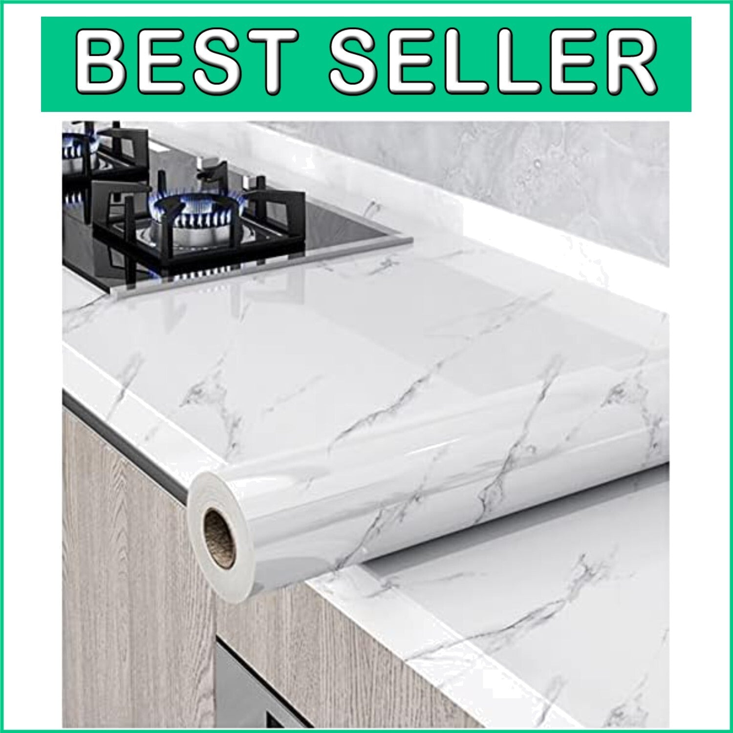 Elegant Gray/White Glossy Marble Self-Adhesive Wallpaper for Effortless Style