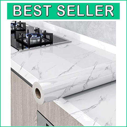 Elegant Gray/White Glossy Marble Self-Adhesive Wallpaper for Effortless Style