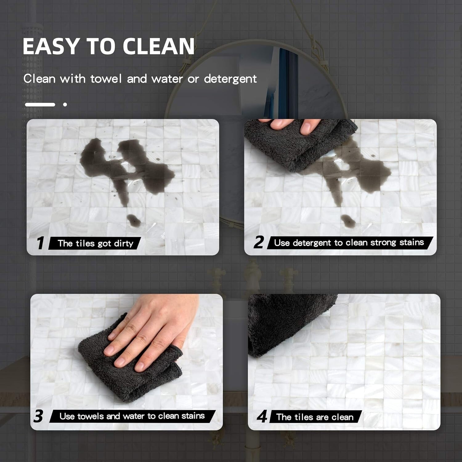 Water-Resistant 12" x 12" Mother of Pearl Shell Tiles for Stylish Renovations