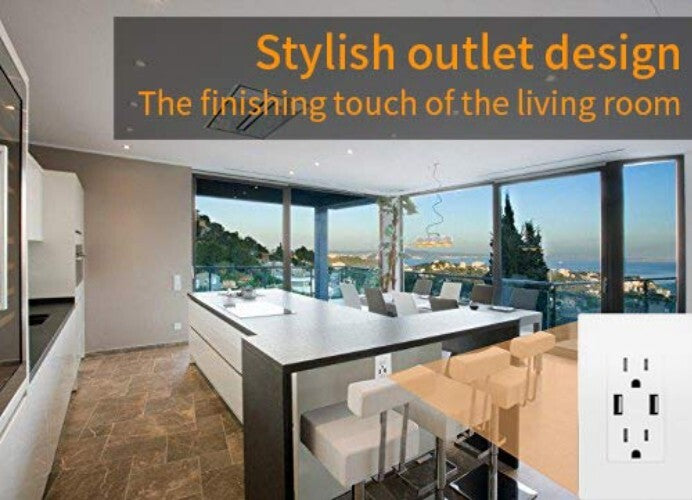 Effortless 3.1A Dual USB Charging Wall Outlet - 15-Amp Tamper Resistant 10-Pack