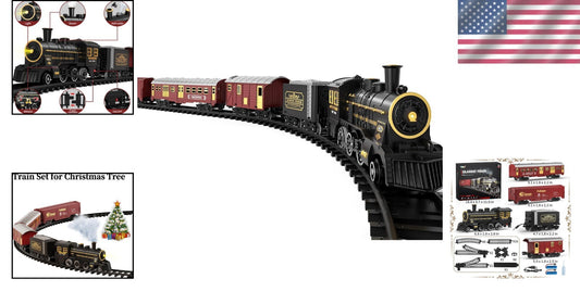 Classic Electric Train Set with DIY Track, Smoke & Whistle - Gift Idea for Kids