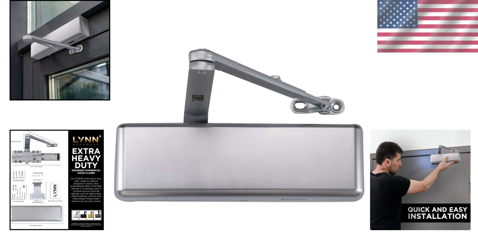 Surface-Mounted Automatic Door Closer, UL-Certified for Safety in Busy Areas