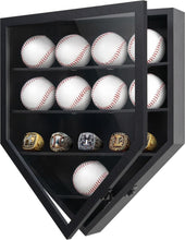 Load image into Gallery viewer, Home Plate Baseball Display Case - Securely Show 12 Baseballs or Rings in Style