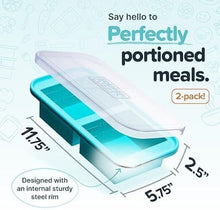 Load image into Gallery viewer, Easy Meal Prepping with Aqua Silicone Freezer Trays - 2 Cup Capacity, 2-Pack