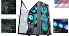 Load image into Gallery viewer, High-Performance Gaming PC Case with 6 ARGB Fans, USB 3.0 and Efficient Cooling