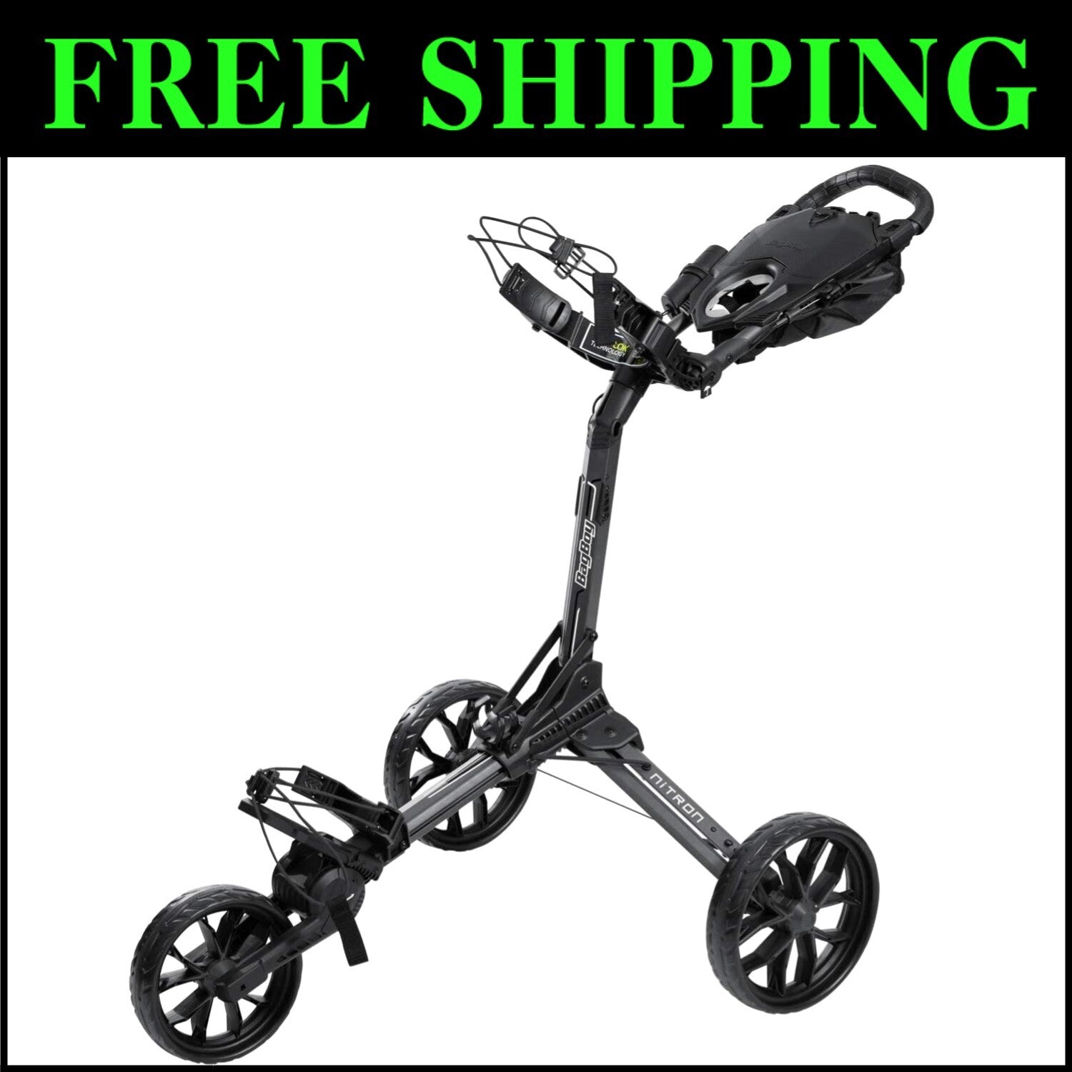 Durable Compact Golf Push Cart - Innovative Folding with Cup & Umbrella Holder