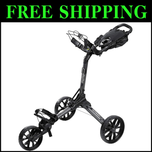 Durable Compact Golf Push Cart - Innovative Folding with Cup & Umbrella Holder