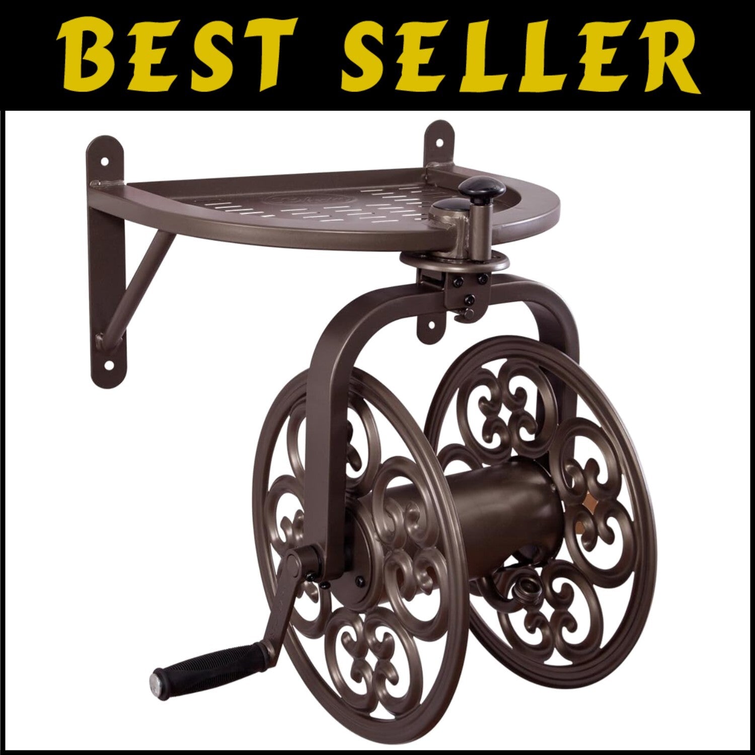 Weather-Resistant Navigator Hose Reel - Holds 125ft, Elegant Bronze Finish