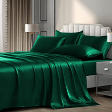 Load image into Gallery viewer, Luxury 6-Piece King Satin Sheet Set - Deep Pocket &amp; Silky Soft Blackish Green
