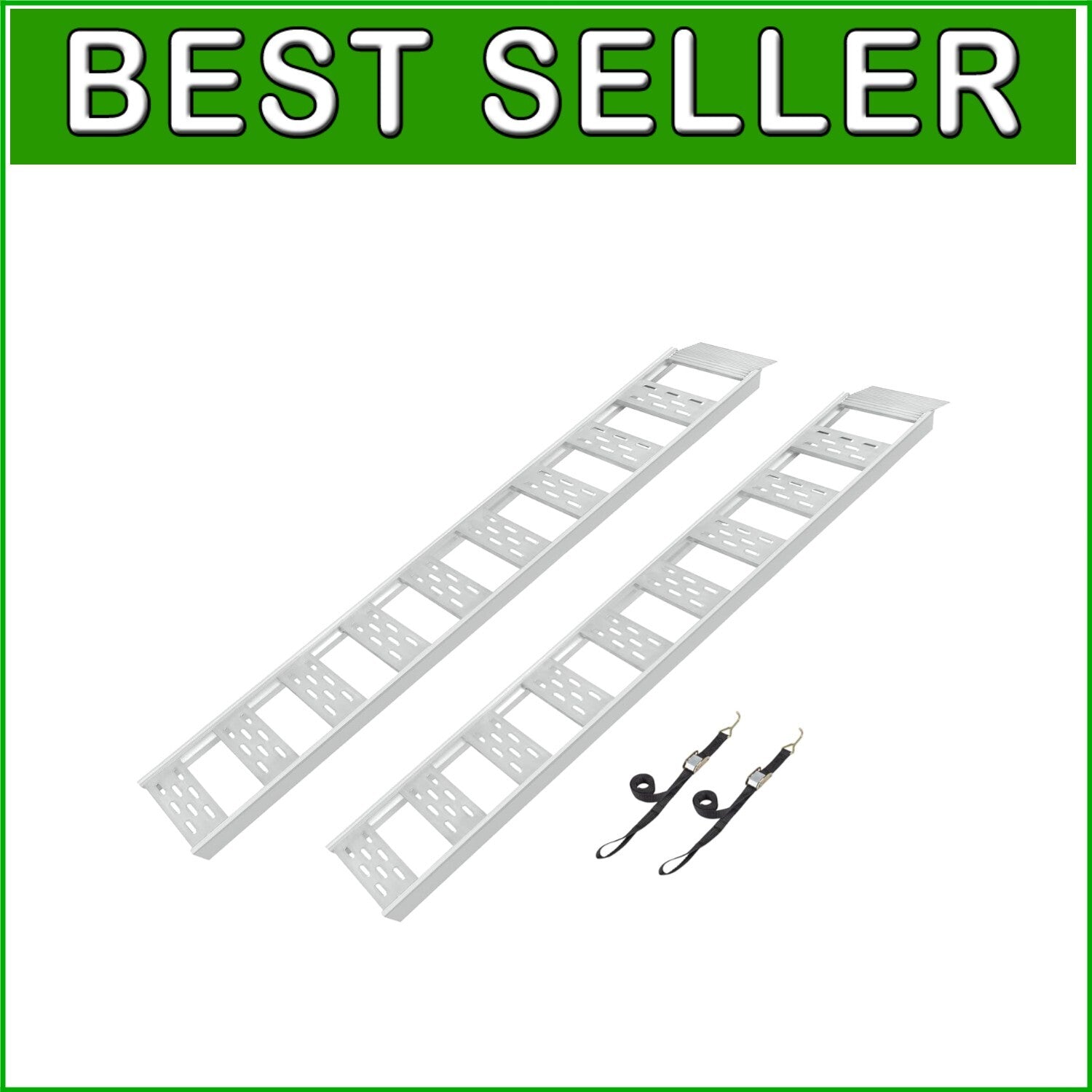 Durable Aluminum Loading Ramps - 1,250 lb Total Capacity with Traction Treads