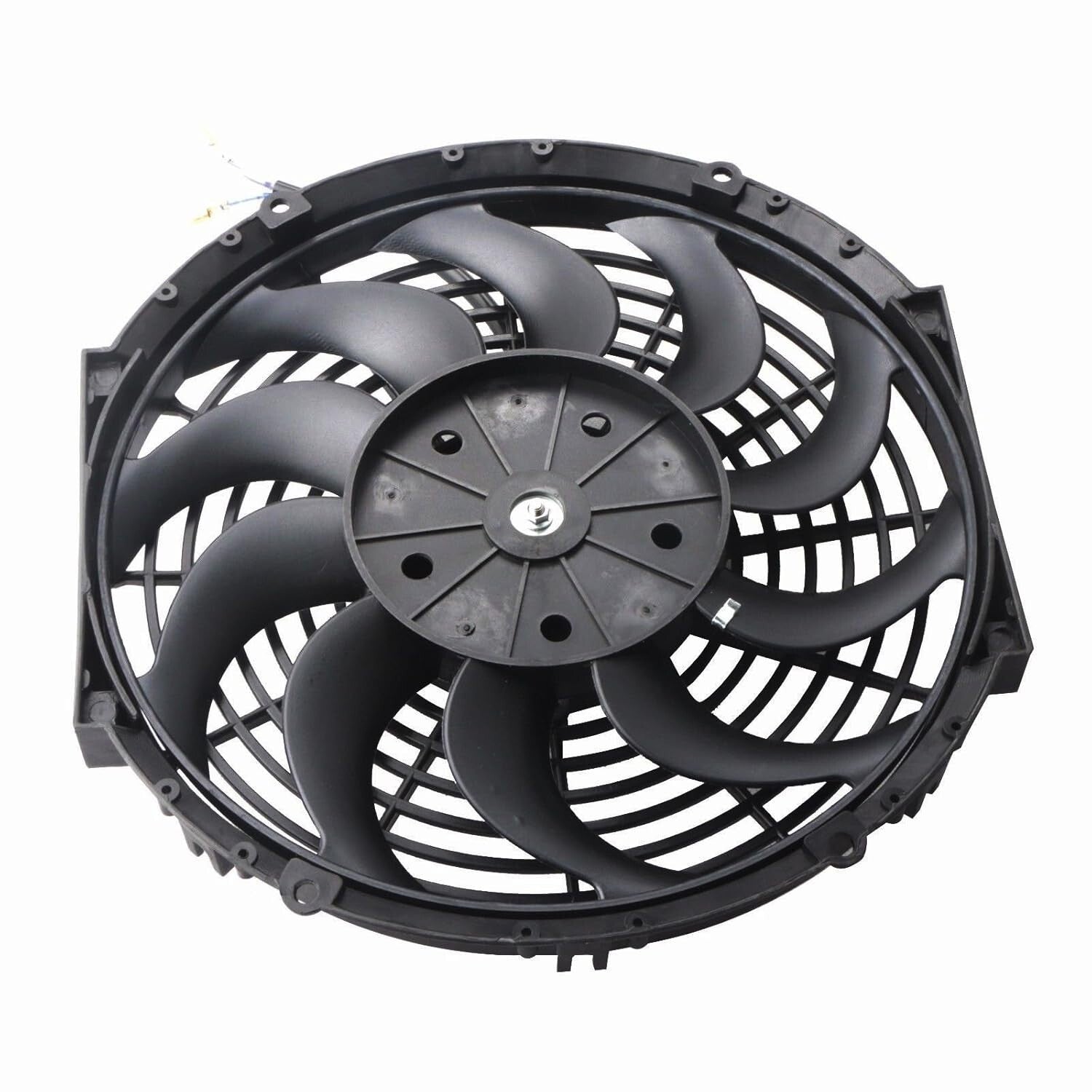 Black Universal 12V Slim Electric Radiator Fans Set of 2 with Mounting Kit