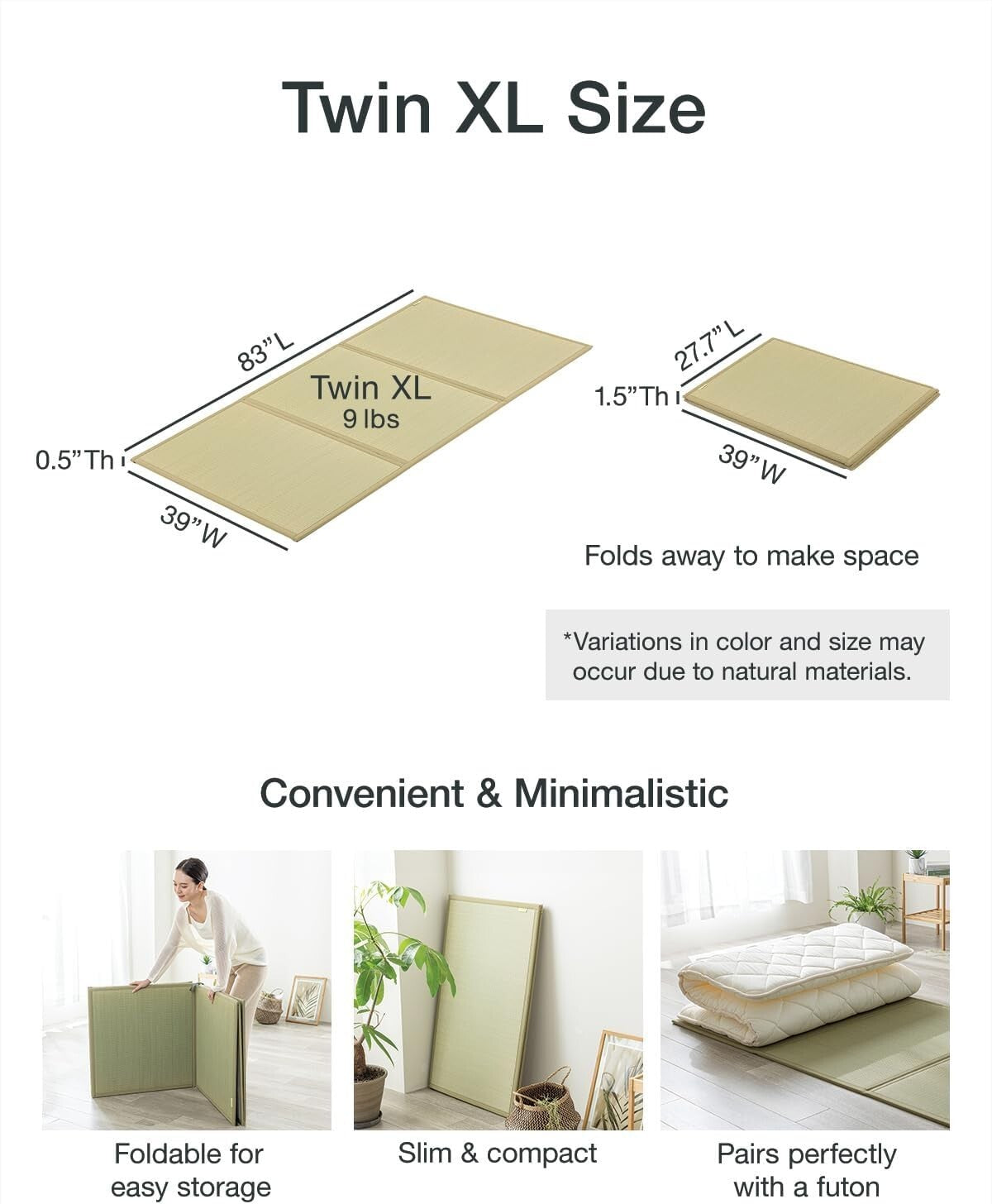 Traditional Rush Grass Tatami Mattress - Supportive Twin XL Sleeping Surface