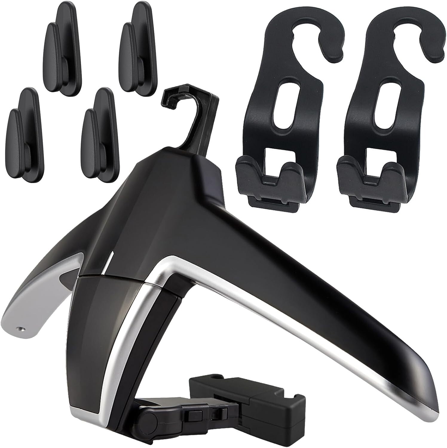 Durable Black Car Coat and Bag Hanger - Includes 6 Hooks for Efficient Storage