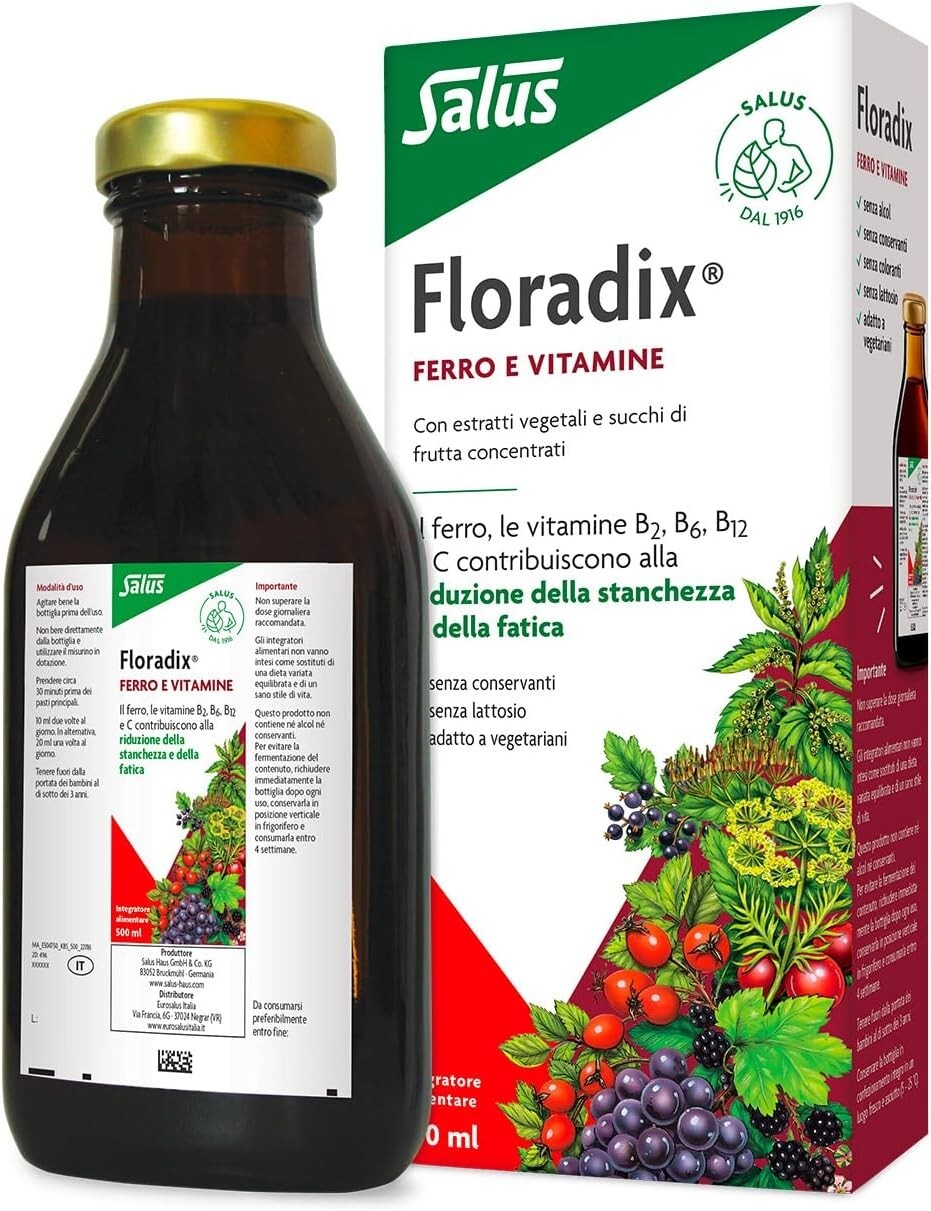 Floradix Iron + Herbs – Convenient 500 ML for Energy Boost & Healthy Metabolism