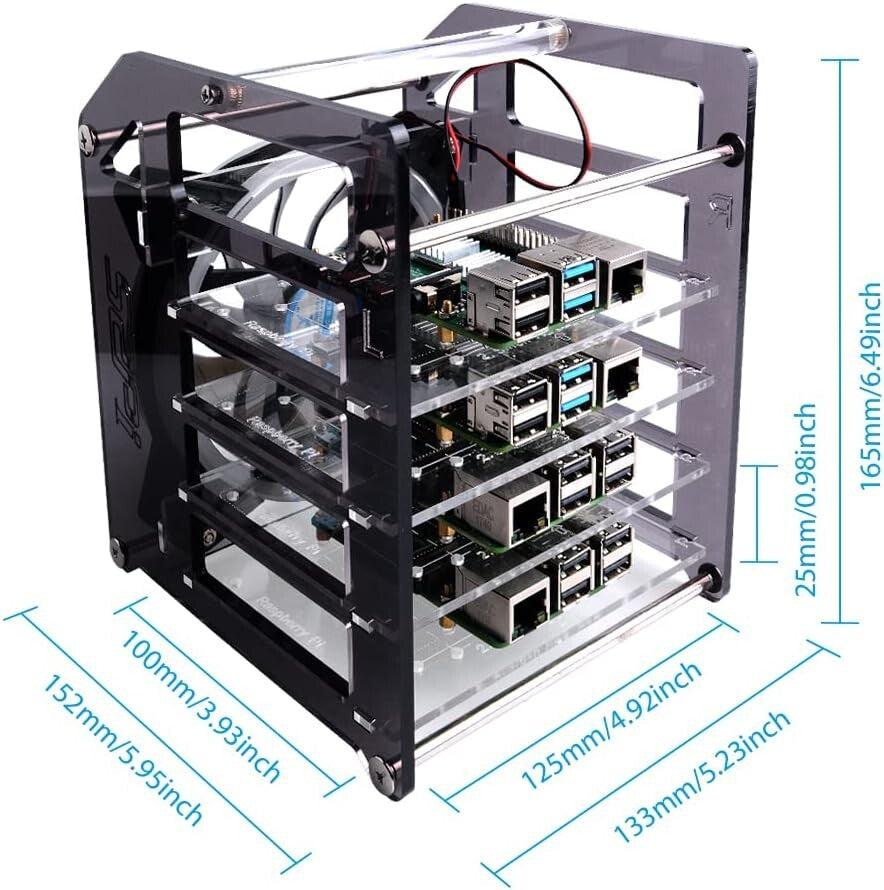 Premium Raspberry Pi Stackable Tower Case with RGB Fan for Optimal Cooling
