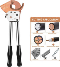 Load image into Gallery viewer, Heavy-Duty Ratchet Cable Cutters for 300mm² Copper/Aluminum Wire - 600mcm